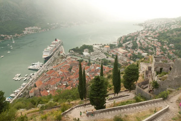 Kotor bay and Old Town from Lovcen Mountain. Montenegro. — Stock Photo, Image