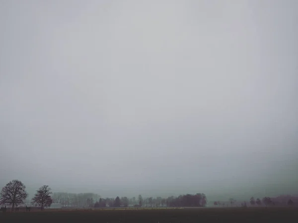 Сельский Пейзаж Темный Туманный День — стоковое фото