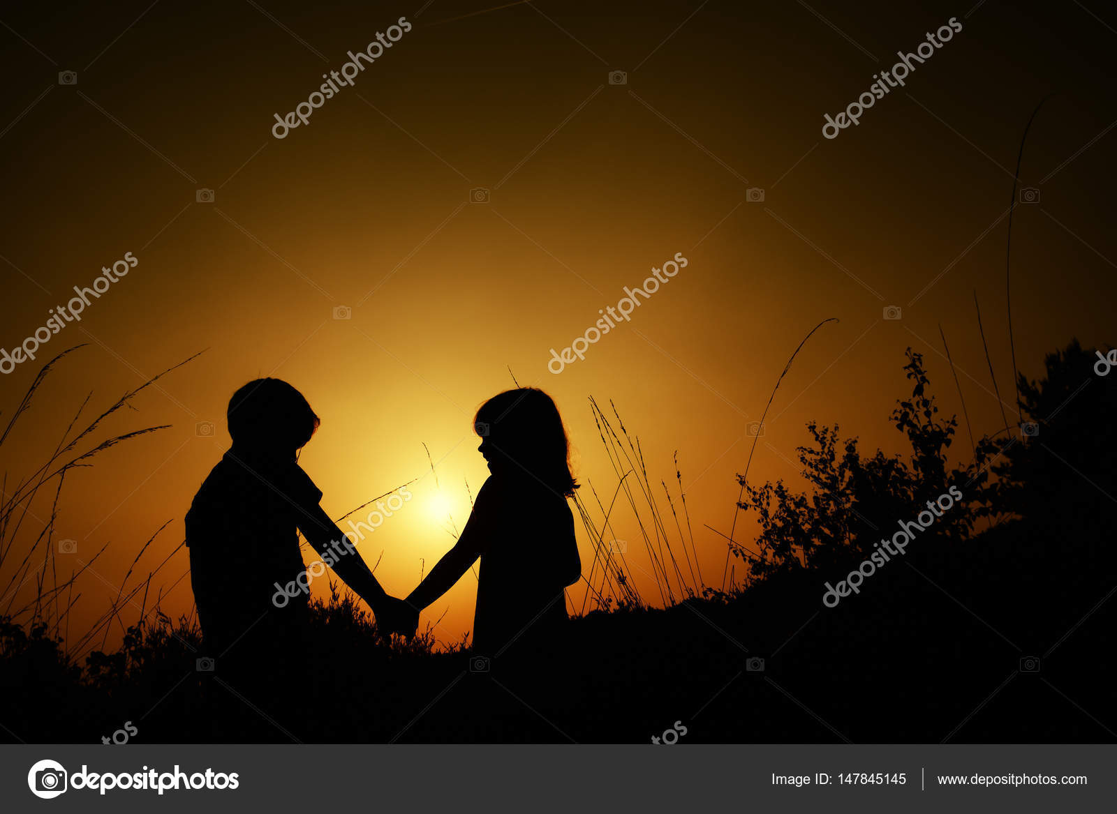 Silhouettes Of A Boy And A Girl Holding Hands Stock Photo Image By C Bjorn999 Silhouettes Of A Boy And A Girl Holding Hands Stock Photo Image By C Bjorn999