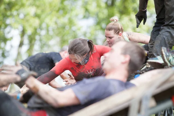 Editorial Picture Contestants Strong Viking Run Obstacle Race Ghent Belgium — Stock Photo, Image