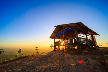 kedah, Malaysia - December 13, 2019: On Friday, Saturday and Sunday, many residents around Bukit Laka, Changlun climbing the hill to see the beautiful scenery in the morning and sunrise.