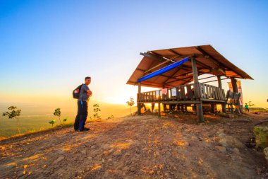 kedah, Malaysia - December 13, 2019: On Friday, Saturday and Sunday, many residents around Bukit Laka, Changlun climbing the hill to see the beautiful scenery in the morning and sunrise.