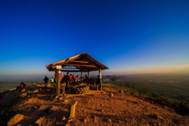 kedah, Malaysia - December 13, 2019: On Friday, Saturday and Sunday, many residents around Bukit Laka, Changlun climbing the hill to see the beautiful scenery in the morning and sunrise.