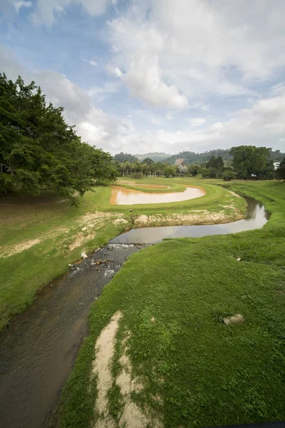 Small River Which Green Meadow Blue Sky Sintok Kedah — Stock Photo, Image