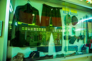 BETONG, THAILAND - Oct 10 2010: A collection of equipment used by the communists on display at Piyamit Tunnel which is a tourist attraction in Betong,