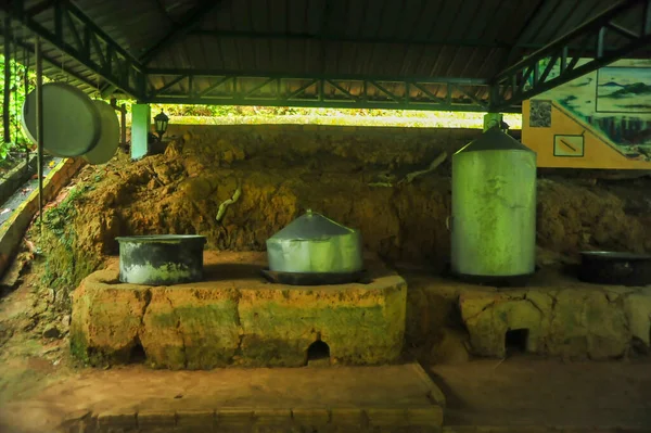BETONG, THAILAND - Oct 10 2010: A secret underground tunnel equipped with lights at Piyamit Tunnel which is a tourist attraction in Betong, image also contain grains and noise due to high ISO.