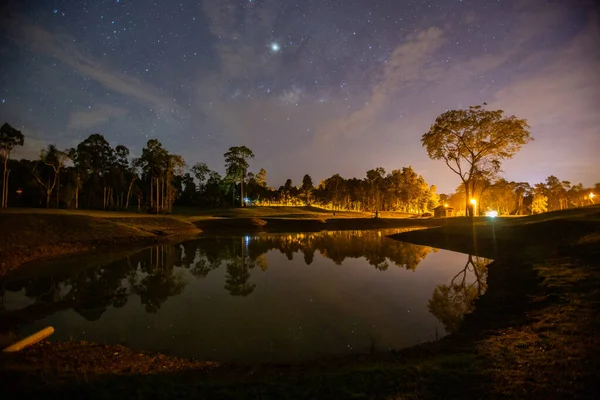 Noite Estrelada Com Láctea Alor Setar Kedah Malásia Imagem Contém — Fotografia de Stock