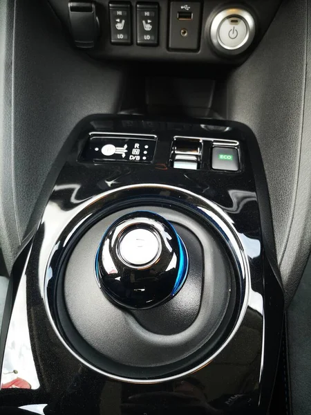 Bukit Tinggi Pahang, Malezya - 24 Julai, 2019: Aurel Sığınak Bentong Pahang 'daki otomobil fuarında Nissan Leaf Electric Car