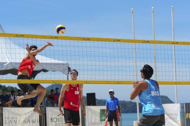 IANGKAWI, MALAYSIA - 13 Mart 2020: Holiday Villa Langkawi 2020 'de, Malezya' dan Raja Nazmi ve Aizat, Kanada 'dan Kopp ve Russel' e karşı.