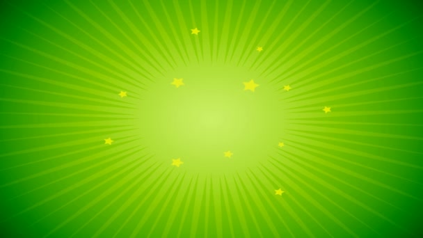 Green Stars Animated Comic Background — Stock Video