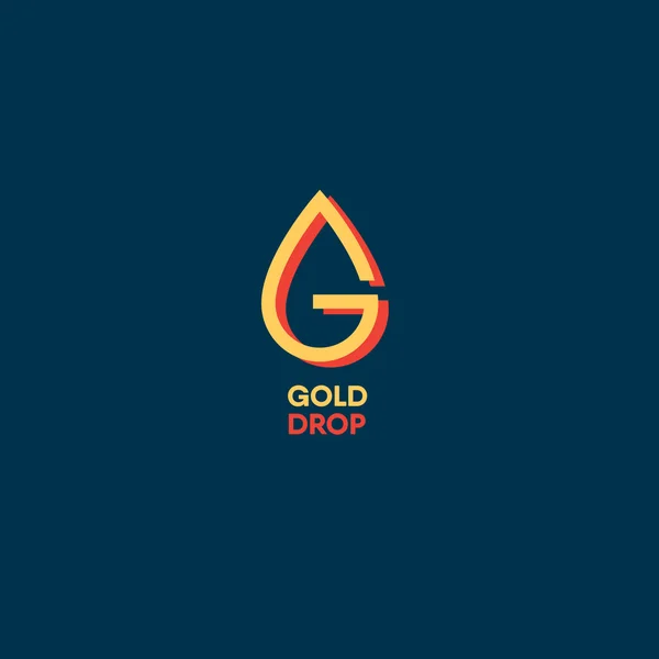 Логотип золотой капли. G-монограмма. G logo. Буква G как падение . — стоковый вектор