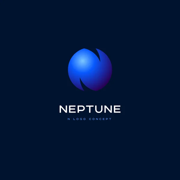 N carta. N monograma. emblema planeta Neptuno . — Vector de stock