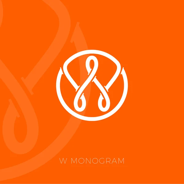 Logo W. Monograma W. Emblema de tuberías. Logo de fontanería . — Vector de stock