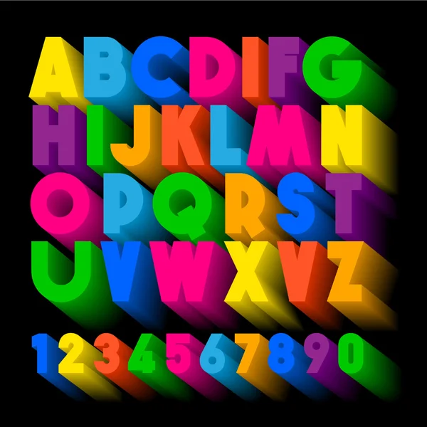 เครื่องพิมพ์สามมิติ ตัวอักษรสีอัด จดหมายโปสเตอร์ . — ภาพเวกเตอร์สต็อก