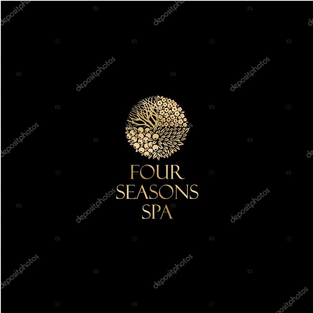 Gold logo, isolated on a dark background.