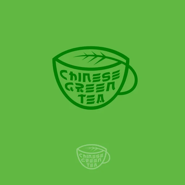 Kinesiskt grönt te logotyp. — Stock vektor