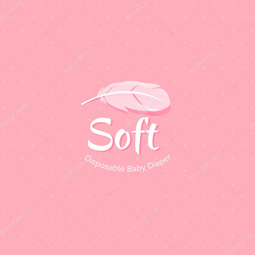 Letters and a white feather on a pink dot background