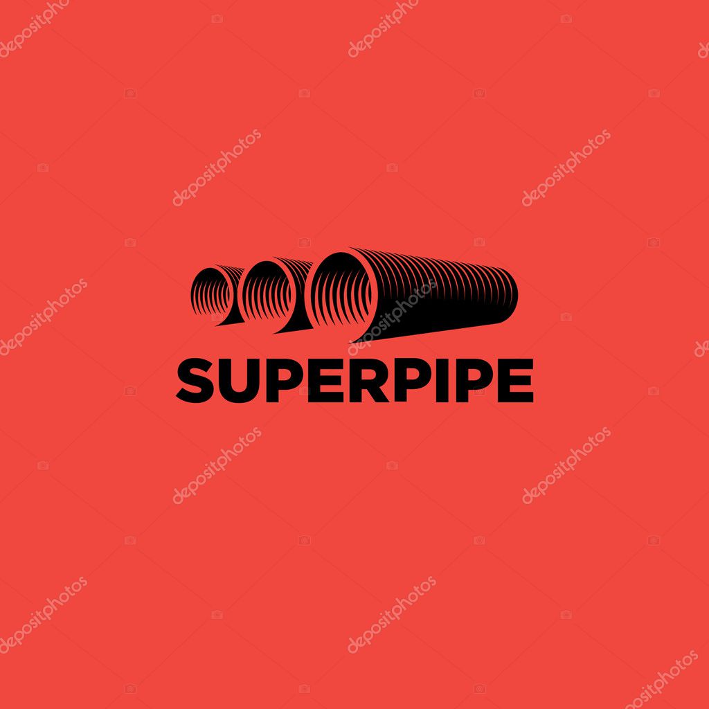 3 Pipes vector logo design template. Isolated on a red background.