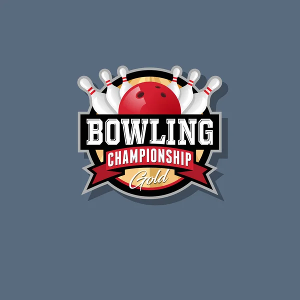 Emblema do campeonato de bowling. Logotipo de boliche . — Vetor de Stock