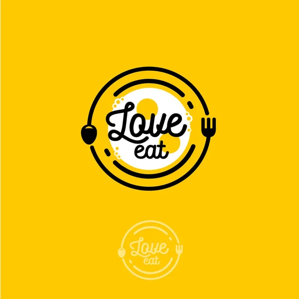 Logo Love Eat. Caffè o emblema ristorante . — Vettoriale Stock