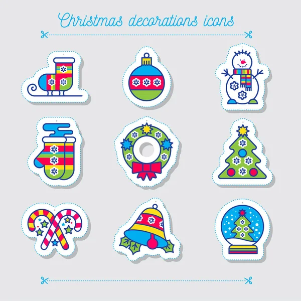 Merry Christmas colorful icon set. — Stock Vector