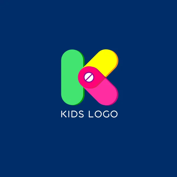 K-Monogramm. Kinderabzeichen. Kinder-Logo. Babylogo. — Stockvektor