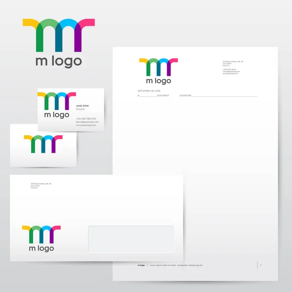 Carta M. M identidad del logotipo . — Vector de stock