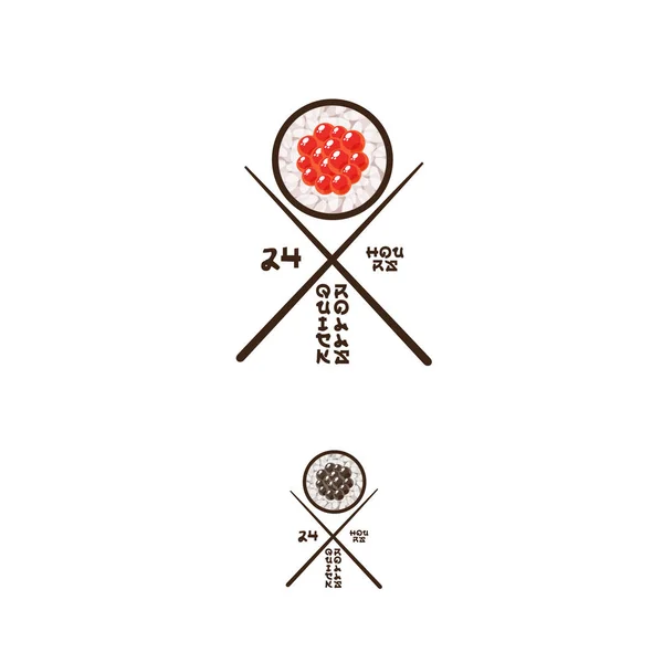 Logotipo de rolos rápidos. 24 horas logotipo de entrega. Ícone de entrega de sushi . —  Vetores de Stock