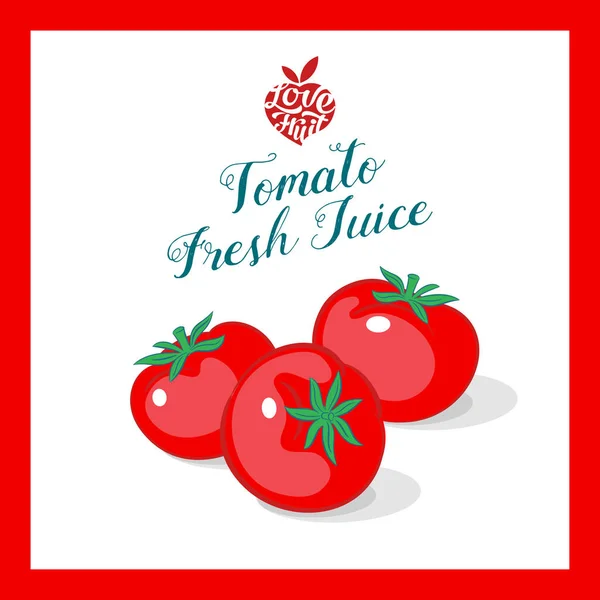 Autocollant de jus de tomate. Biologique . — Image vectorielle