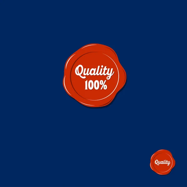 Cire d'étanchéité rouge 100 % qualité. Logo qualité . — Image vectorielle