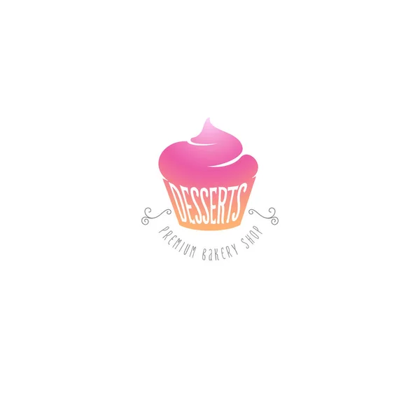 Десерти. Логотип пекарні для тортів. Кекси та десерти Солодкий магазин емблема . — стоковий вектор