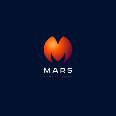 M harfi. M monogram. M gezegen amblemi.