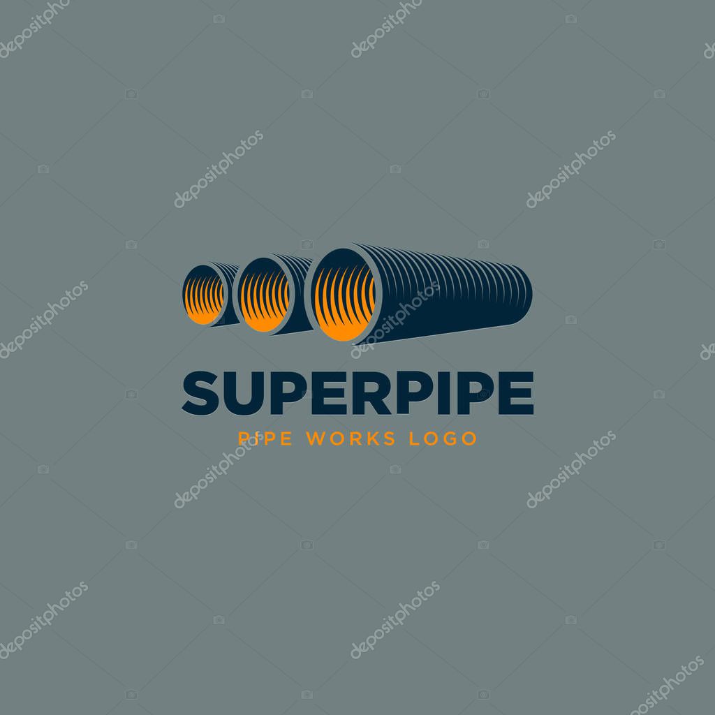 3 Pipes vector logo design template Isolated on a grey background.