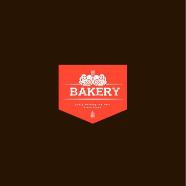 Fırın logo rozet. Fırın turuncu amblemi.  