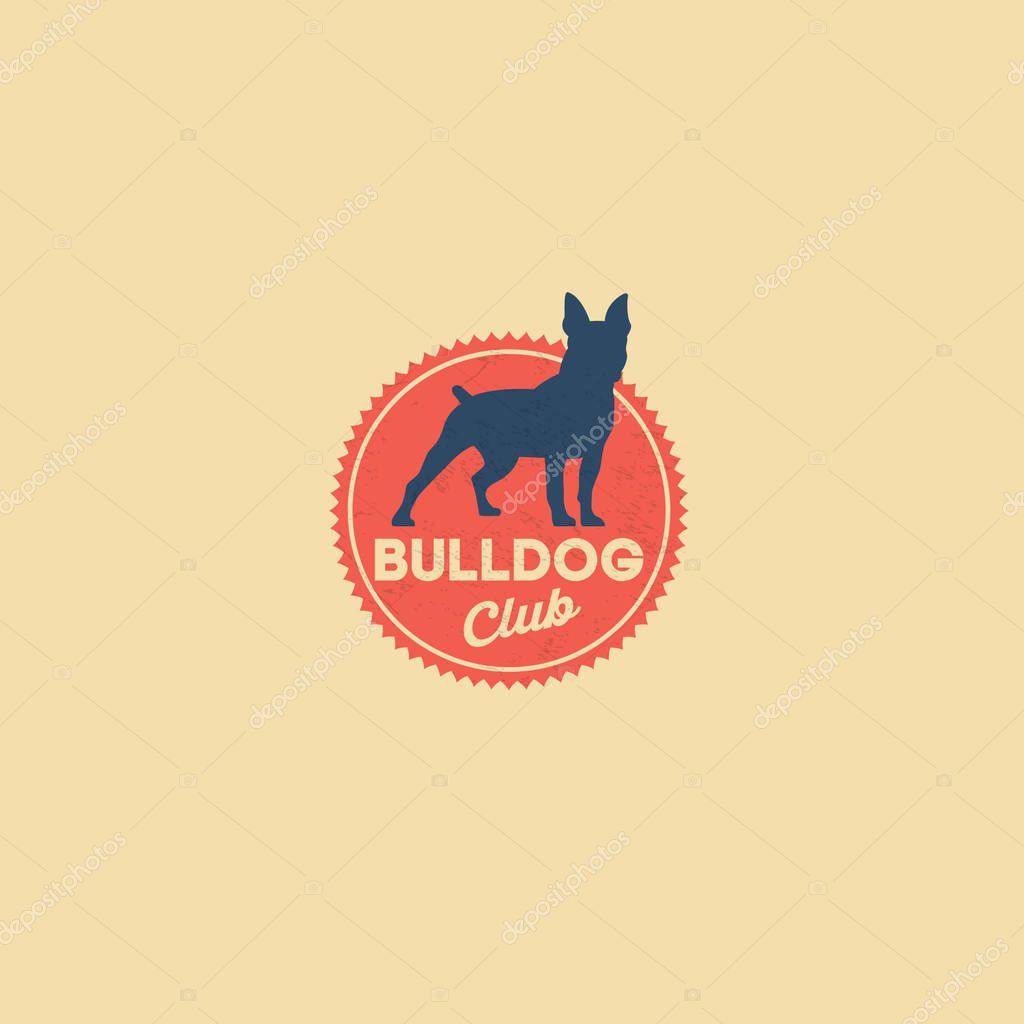 Dog silhouette on the red badge.