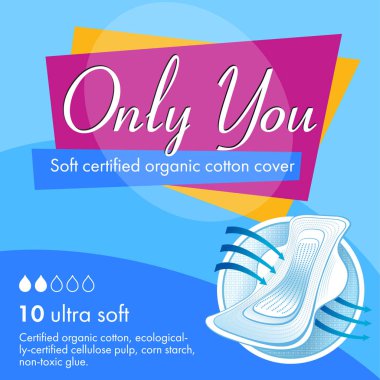 Hijyen pads, mavi için ambalaj kavramı.