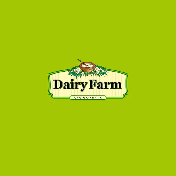 Logotipo da quinta leiteira. Orgânico . — Vetor de Stock