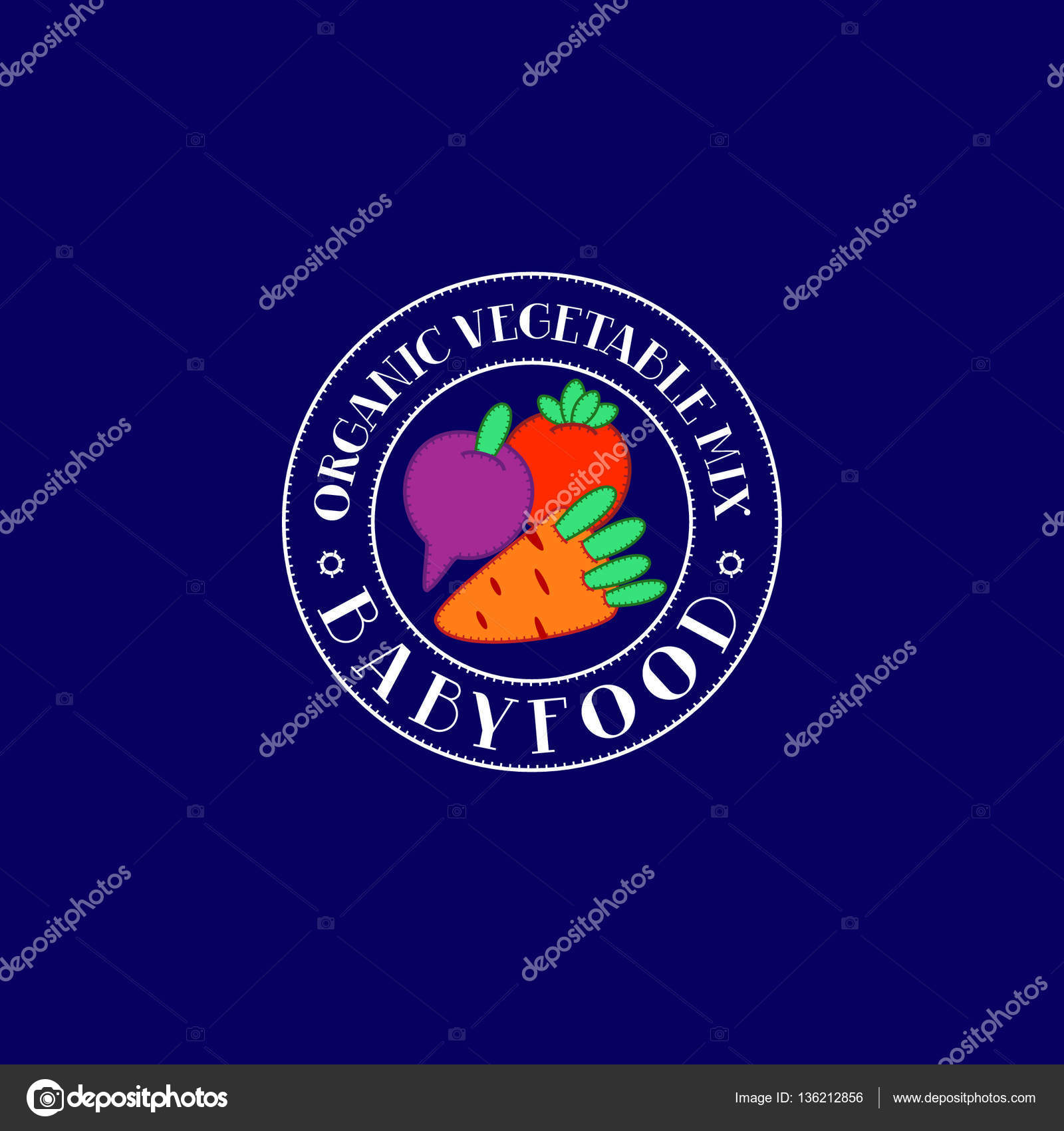 Logo makanan bayi. Campuran sayuran . Vektor Stok oleh ©Nataly_314 136212856, image size:963x1024