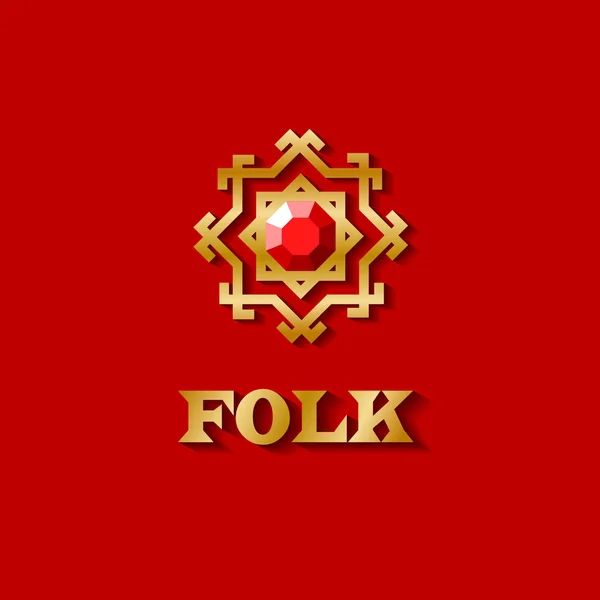 Logo Folk gold . — Vettoriale Stock