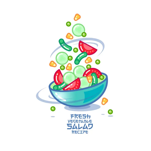 Une salade de légumes frais sur bol . — Image vectorielle