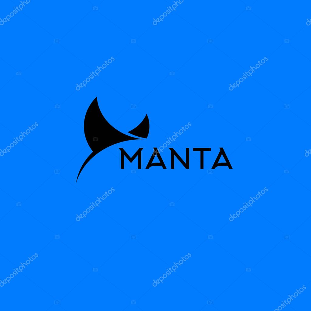 Silhouette of Manta on the blue background.