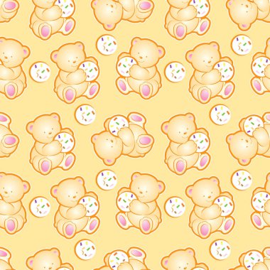 Oyuncak ayılar seamless modeli. Çocuklar, mavi çizgi film desen.