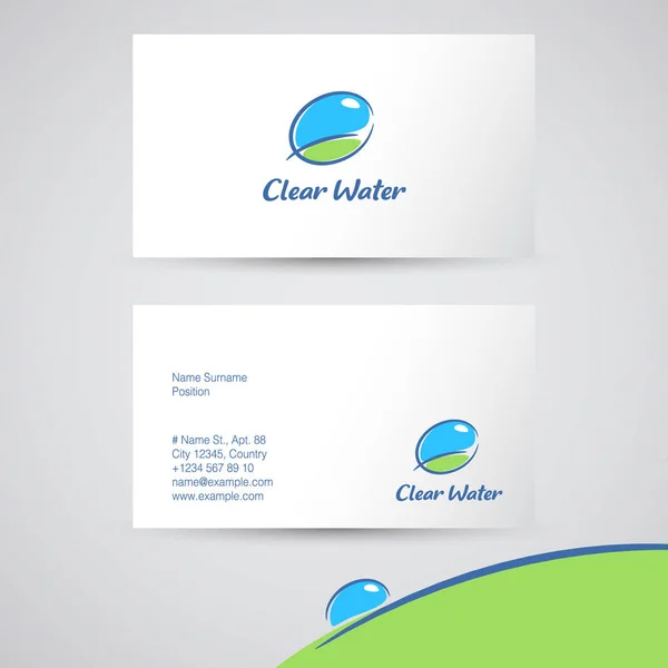 Modrá kapka logo. Čisté vody. Ranní znak. — Stockový vektor