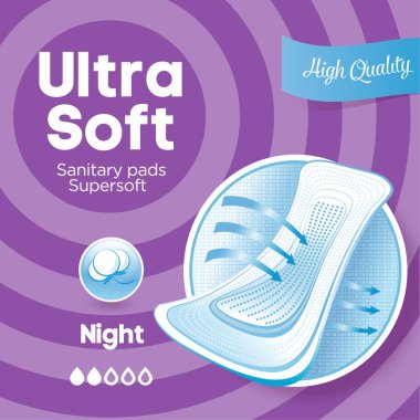 Ambalaj sıhhi pads için. Menekşe.