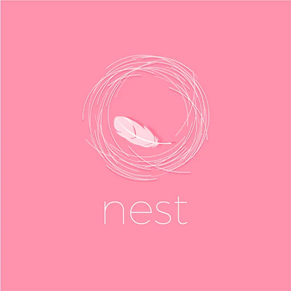 Nest Logo. Soft logo, comfort emblem. Luxury linen. Bedding logo. — Stock Vector