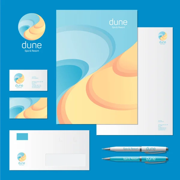 Dune spa & resort logo. Meer und Sand Logo und Corporate Identity. — Stockvektor