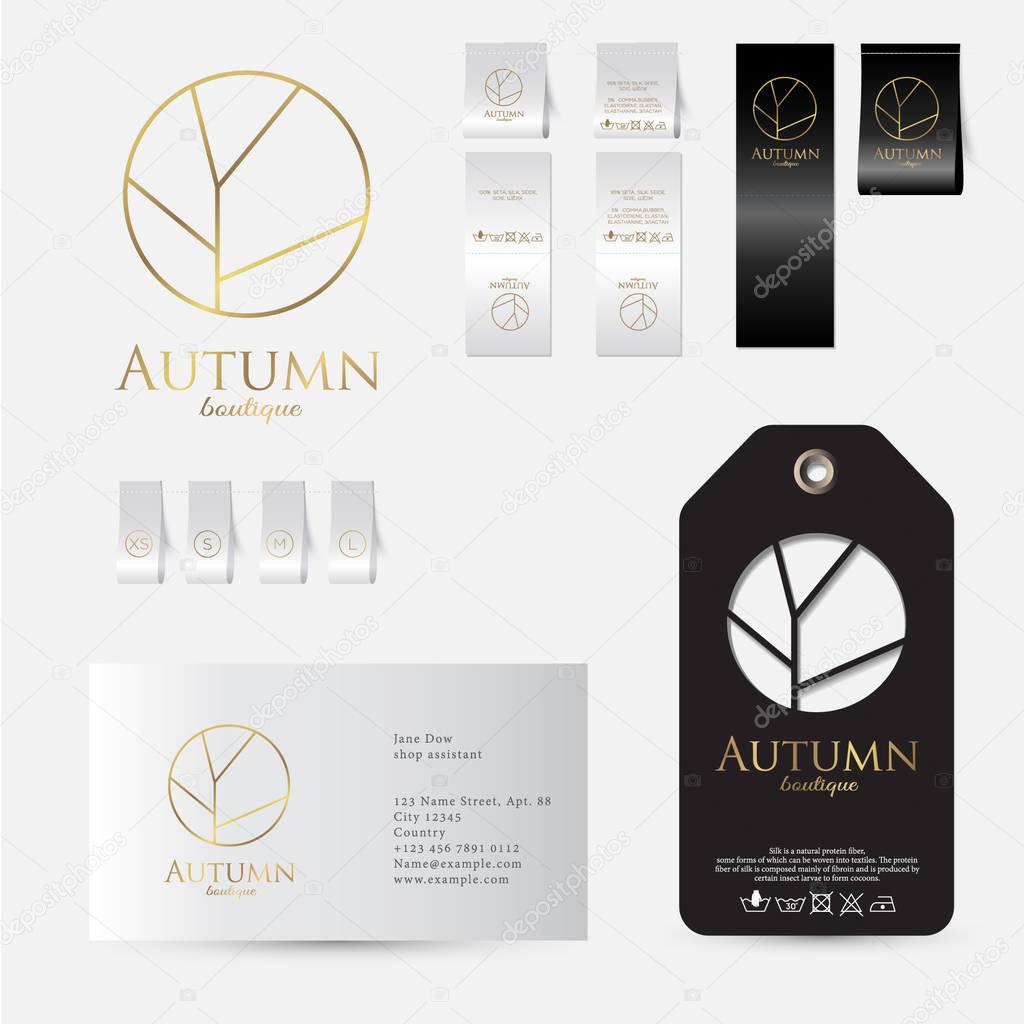 Autumn labels set. The emblem of the tailor.