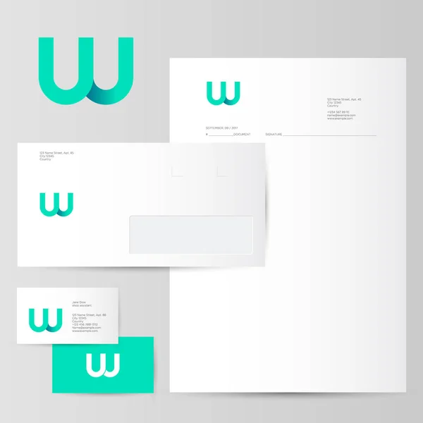 W logo. Monogram azure písmeno W a identita. — Stockový vektor