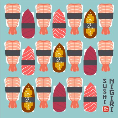 Suşi nigiri logosunu görmeniz gerekir. Suşi restoran amblemi. 