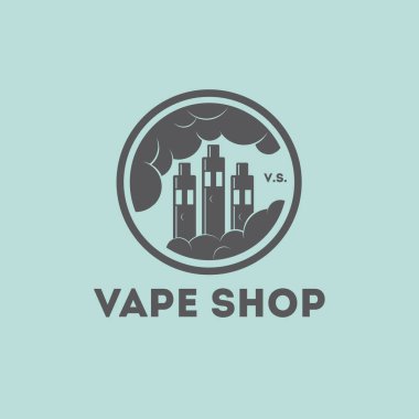 Vape Dükkanı logosunu görmeniz gerekir. Buharlaştırıcı grafik amblemi. 